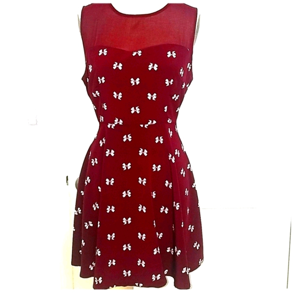 Forever 21 Maroon Bow Print Dress